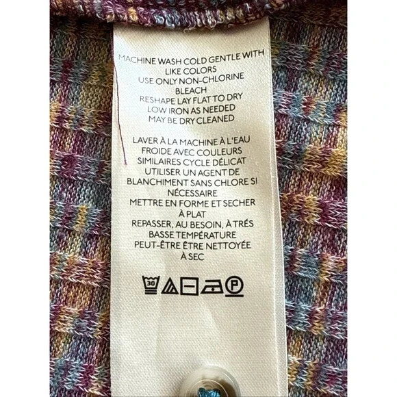 Anthropologie Top Women's Size Small Puff Sleeve Knit Henley‎ Top Space Dyed - Picture 6 of 8